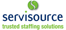 Servisource's logo takes you to their list of jobs